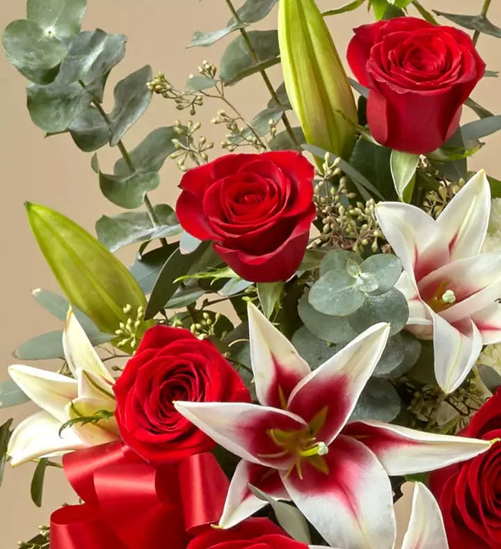 Always Remember Floral Heart Tribute - Red Rose & Lily