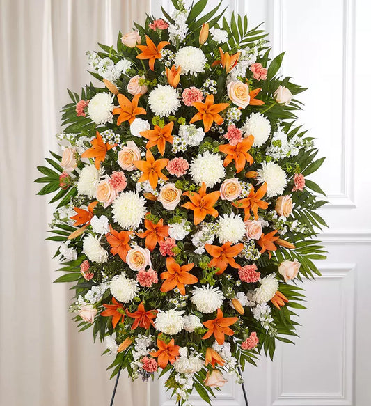 Peach, Orange & White Sympathy Standing Spray