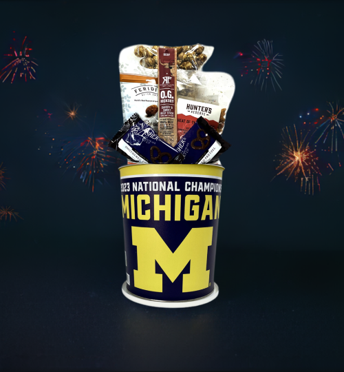 JGB Sports - 2023 NCAA FBS Champions Michigan Wolverines Gift Tin Basket - Made In USA