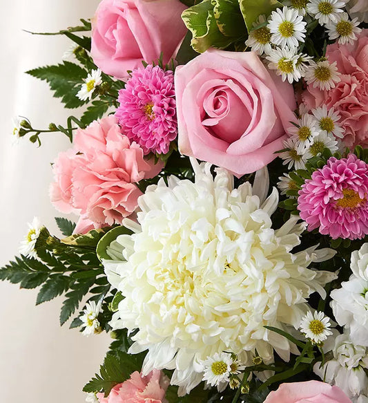 Always Remember Floral Heart Tribute - Pink & White
