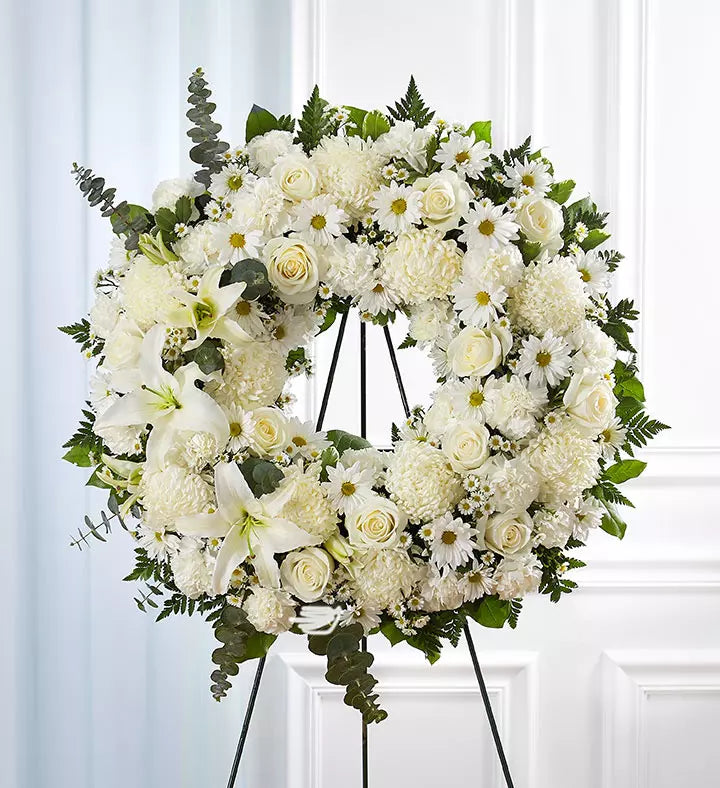 All White Funeral Wreath